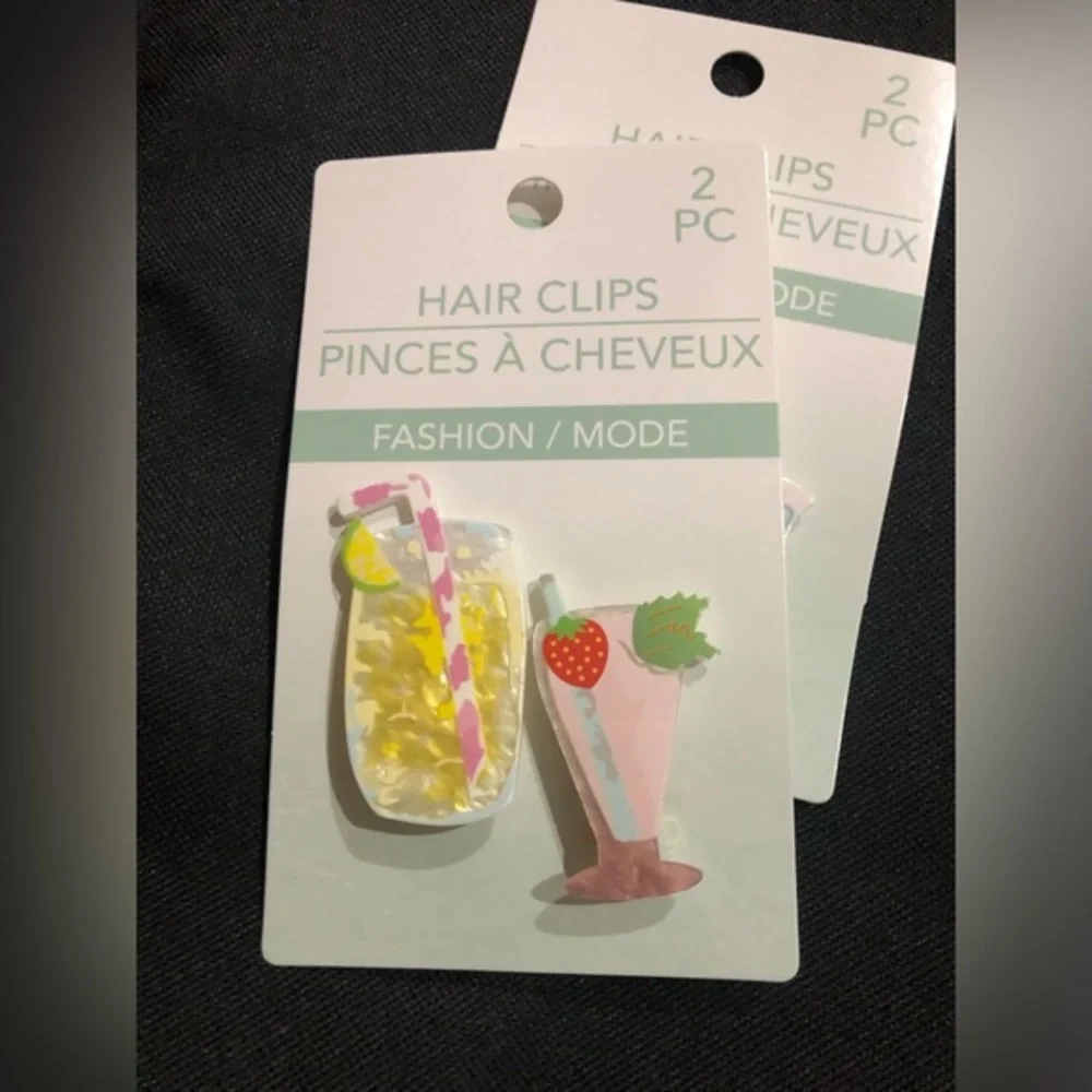 4piece Super cute fruity summer cocktail drinks glasses hair clips‎ new
